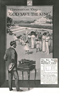 उनका मास्टर्स वॉयस विज्ञापन, 1911। द्वारा अज्ञात