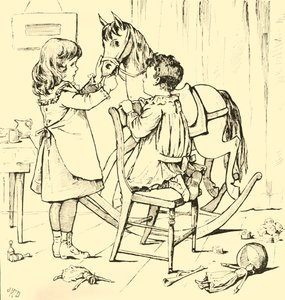 रॉकिंग-हॉर्स ऐट द केक, 1881। द्वारा अज्ञात