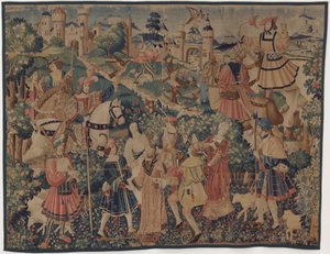 बैगपाइपर और नर्तकियों के साथ शिकार और देहाती दृश्य, सी। 1510. द्वारा अज्ञात