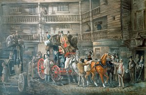 इन यार्ड, मेल कोच को छोड़ने की तैयारी के साथ, c1840 द्वारा अज्ञात