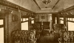 पुलमैन कार का इंटीरियर, मार्जोरी, दक्षिणी रेलवे, 1930। द्वारा अज्ञात