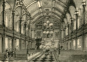 सेंट एंड्रयूज चर्च का इंटीरियर, c1872। द्वारा अज्ञात