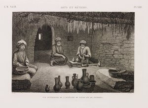 निर्माता की मिट्टी के बर्तनों की कार्यशाला का आंतरिक दृश्य द्वारा अज्ञात