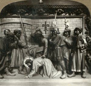 यीशु दूसरी बार क्रॉस के वजन के नीचे आता है, c1920s। द्वारा अज्ञात