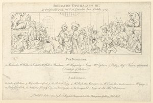 कलाकारों और दर्शकों की सूची के साथ कुंजी: द बेगर्स ओपेरा, 1 जुलाई, 1790., 1 जुलाई, 1790। द्वारा अज्ञात