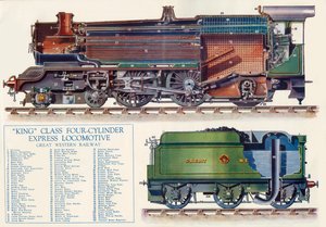 किंग क्लास फोर-सिलेंडर एक्सप्रेस लोकोमोटिव - ग्रेट वेस्टर्न रेलवे, 1935। द्वारा अज्ञात