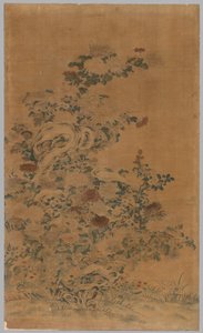 कोसु पैनल: चट्टान और गुलदाउदी, 1700 - 1800s। द्वारा अज्ञात