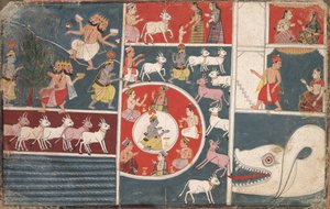 भागवत पुराण से कृष्ण बांसुरी और अन्य एपिसोड बजाते हुए द्वारा अज्ञात अज्ञात