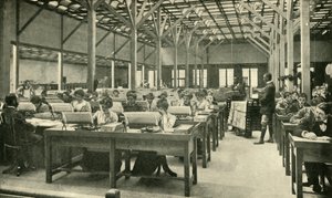 लेडी क्लर्क अमेरिकी जनगणना रिटर्न, 1901 का सारणीकरण करते हुए। द्वारा अज्ञात