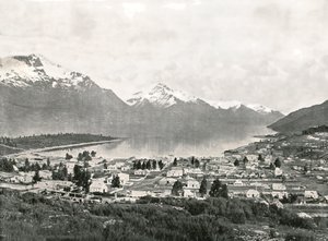 वाकाटिपु झील और पहाड़, क्वीन्सटाउन, न्यूजीलैंड, 1895। द्वारा अज्ञात