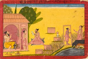 आश्रम में लक्ष्मण, रामायण से फोलियो, लगभग। 1690-1710. द्वारा अज्ञात