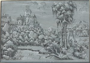 एक महल के साथ लैंडस्केप, 1544। द्वारा अज्ञात
