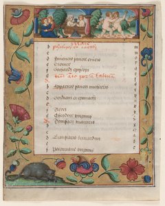एक Psalter और प्रार्थना पत्र से पत्ता: कैलेंडर पृष्ठ लेबर्स के साथ छंद, सी। 1524। द्वारा अज्ञात