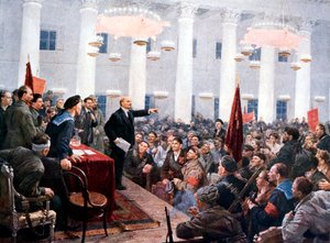 लेनिन ने दूसरी सोवियत कांग्रेस, स्मोल्नी पैलेस, सेंट पीटर्सबर्ग, 1917 के डेरा जमाए द्वारा अज्ञात