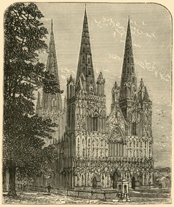 लिचफील्ड कैथेड्रल - वेस्ट फ्रंट, 1898। द्वारा अज्ञात