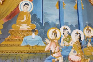 बुद्ध का जीवन अपने परिवार को धर्म की शिक्षा देना, सिएम रीप, कंबोडिया द्वारा अज्ञात