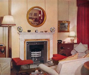 सेंट जेमेस स्ट्रीट, SW1, c1939 में एक फ्लैट में लिविंग-रूम द्वारा अज्ञात