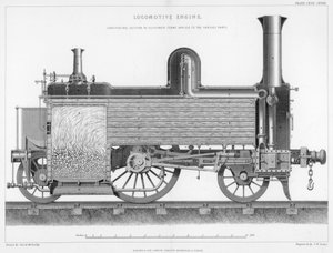 एक विशिष्ट ब्रिटिश यात्री स्टीम लोकोमोटिव का अनुदैर्ध्य खंड, 1888 द्वारा अज्ञात