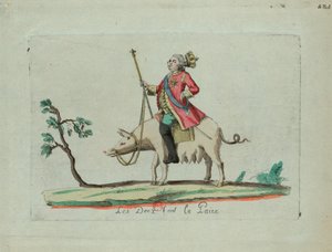 लुइस राइड्स ए पिग, 1791। द्वारा अज्ञात