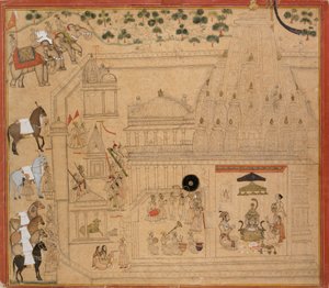 एकलिंगजी मंदिर में मेवाड़ के महाराणा अमर सिंह, c1705 द्वारा अज्ञात