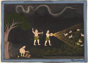 Maharana Jagat Singh dressed as a Bhil, hunting deer at night, c. 1735-40.  द्वारा अज्ञात