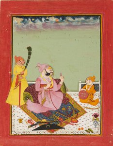 महाराव अजीत सिंह बेटे और परिचारक के साथ एक छत पर, सी 1770 द्वारा अज्ञात