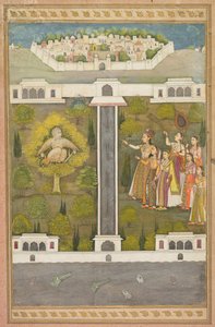 महलीका, चीन के सम्राट की बेटी, बर्ड-मैन ख्वाजा मुबारक की ओर इशारा करते हुए ..., सी। 1710। द्वारा अज्ञात