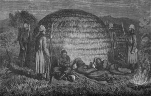 मेजर मार्टर और उनके लोग देशी Kraal, C1880 में Cetewayo की रखवाली करते हैं द्वारा अज्ञात