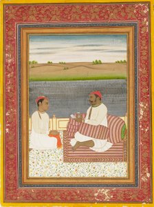 19वीं सदी में एक परिचारक या शिष्य के साथ छत पर बैठा आदमी द्वारा अज्ञात