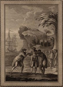 आदमी एक गुलाम महिला को बेचता है, 1775। द्वारा अज्ञात