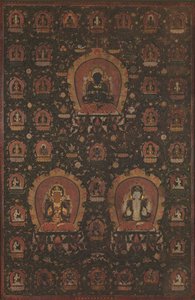 Mandala of Vajradhara, Manjushri and Sadakshari -Lokeshvara, dated 1479.  द्वारा अज्ञात