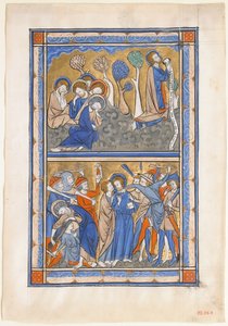 एक शाही Psalter, कै से गार्डन और मसीह के विश्वासघात में पांडुलिपि पत्ती के साथ। 1270। द्वारा अज्ञात