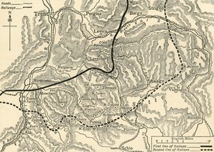 ट्रेंटिनो में ऑस्ट्रियाई हमले का चित्रण, मई, 1916, c1920। द्वारा अज्ञात