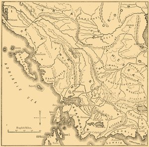 एपिरस और पश्चिमी ग्रीस का नक्शा, 1890। द्वारा अज्ञात