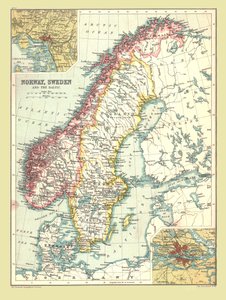 नॉर्वे और स्वीडन का नक्शा, 1902। द्वारा अज्ञात
