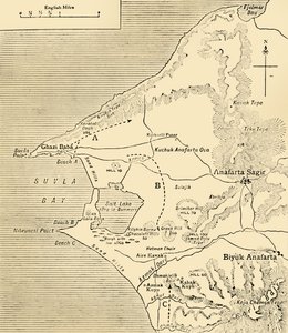 सुवाला खाड़ी का नक्शा, गैलीपोली प्रायद्वीप, प्रथम विश्व युद्ध, 1915, c1920। द्वारा अज्ञात