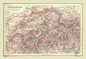 स्विट्जरलैंड का नक्शा, 1902। द्वारा अज्ञात