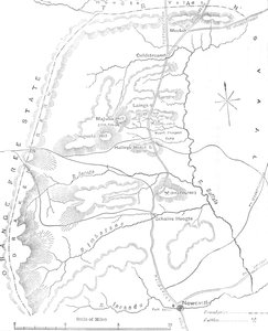 न्यूकैसल और ट्रांसवाल के बीच देश का मानचित्र, c1880 द्वारा अज्ञात