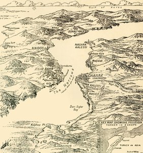 दार्डनैल्स का नक्शा, प्रथम विश्व युद्ध, 1915, c1920। द्वारा अज्ञात