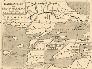 मार्डनारा के डारडानेल्स और सी का नक्शा, c1914, 1920। द्वारा अज्ञात