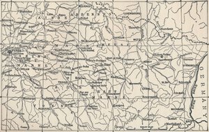 1814, 1896 में संचालन के क्षेत्र का नक्शा द्वारा अज्ञात