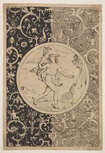 Grotesques के साथ एक सजावटी फ्रेम में बुध, ca. 1600-1630। द्वारा अज्ञात