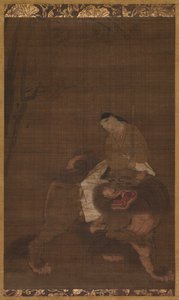 1392-1573 को एक शेर पर चाइल्ड राइडिंग के रूप में मोनू। द्वारा अज्ञात