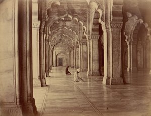 मोती मस्जिद: फोर्ट आगरा के इंटीरियर में पर्ल मस्जिद, 1860-70 के दशक। द्वारा अज्ञात