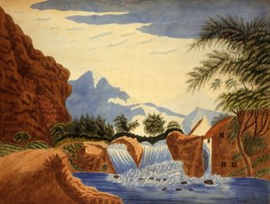 माउंटेन सीन और वॉटरव्हील, सीए। 1820-1870. द्वारा अज्ञात