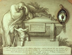 सर जोशुआ रेनॉल्ड्स का शोक कार्ड और स्मृति चिन्ह, 1792 द्वारा अज्ञात