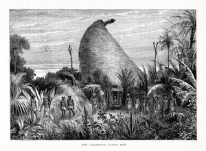 न्यू कैलेडोनियन नेटिव हट, दक्षिण-पश्चिम प्रशांत, 1877 द्वारा अज्ञात