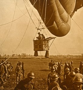 बैराज गुब्बारे से दुश्मन की स्थिति का अवलोकन, c1914-c1918 द्वारा अज्ञात