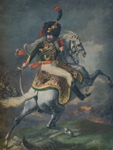 माउंटेड चेसर्स चार्जिंग का अधिकारी। इम्पीरियल गार्ड, सी 1812, 1896। द्वारा अज्ञात