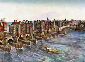 ओल्ड लंदन ब्रिज, लगभग 1630, c1900-1920 द्वारा अज्ञात